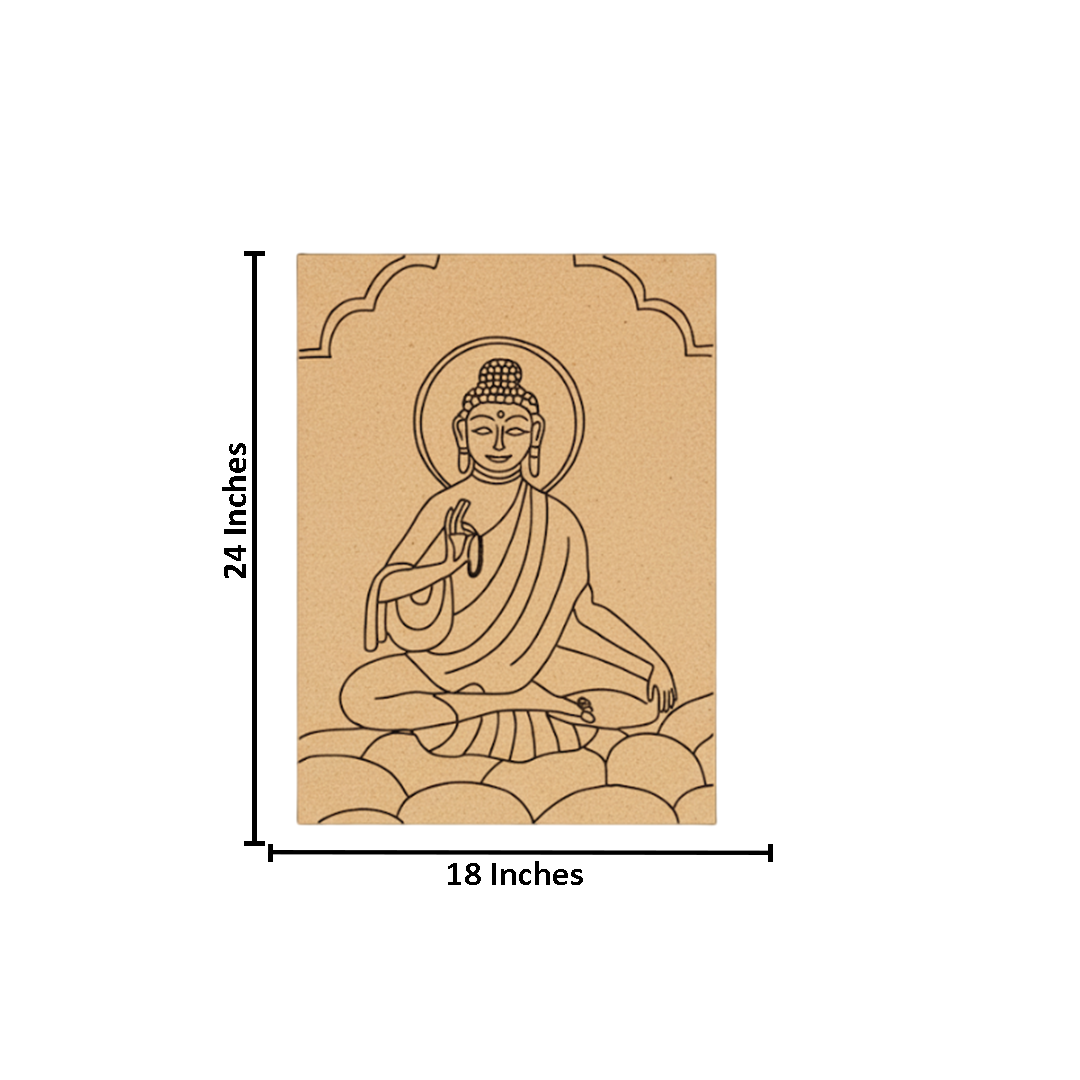 Traditional Painting MDF DIY Art Base with Meditating Buddha Design with size 