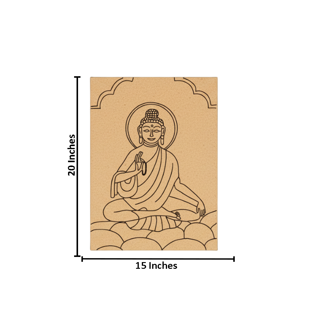 Traditional Painting MDF DIY Art Base with Meditating Buddha Design with size 