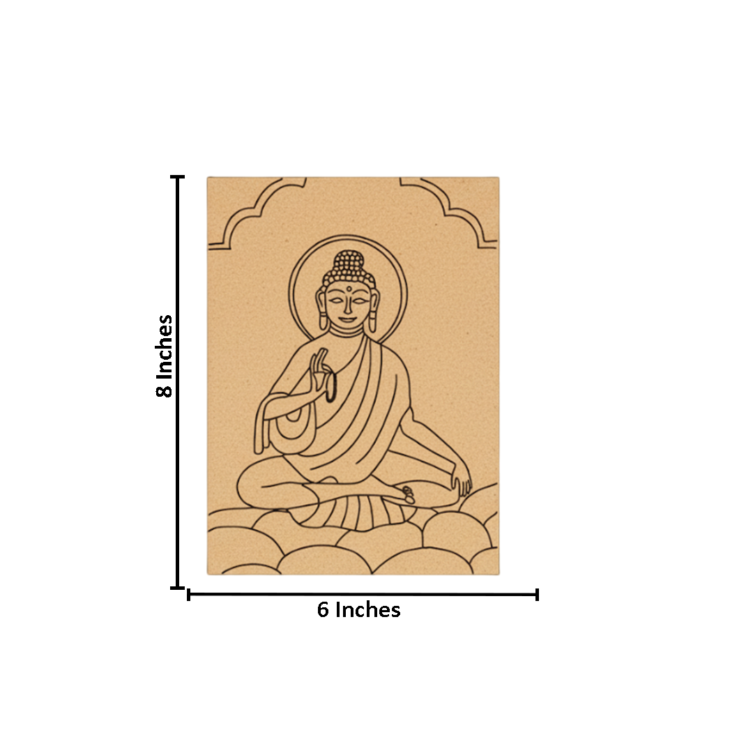 Traditional Painting MDF DIY Art Base with Meditating Buddha Design with size 