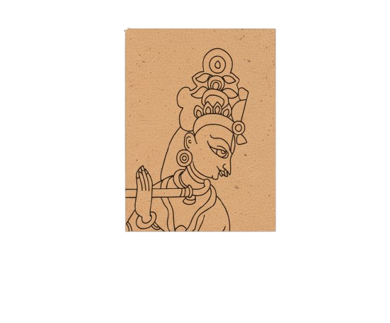 Traditional MDF DIY Painting Base with Krishna Playing Flute Design