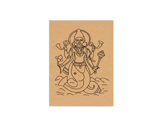 Traditional MDF DIY Painting Base with Matsya Avatar Divine Outline