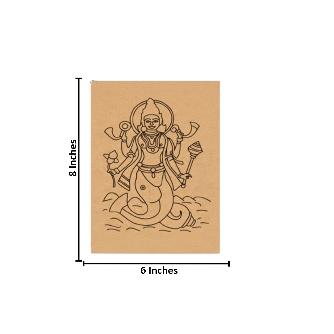 Traditional MDF DIY Painting Base with Matsya Avatar Divine Outline with size 