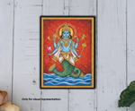 Traditional MDF DIY Painting Base with Matsya Avatar Divine Outline coloured 