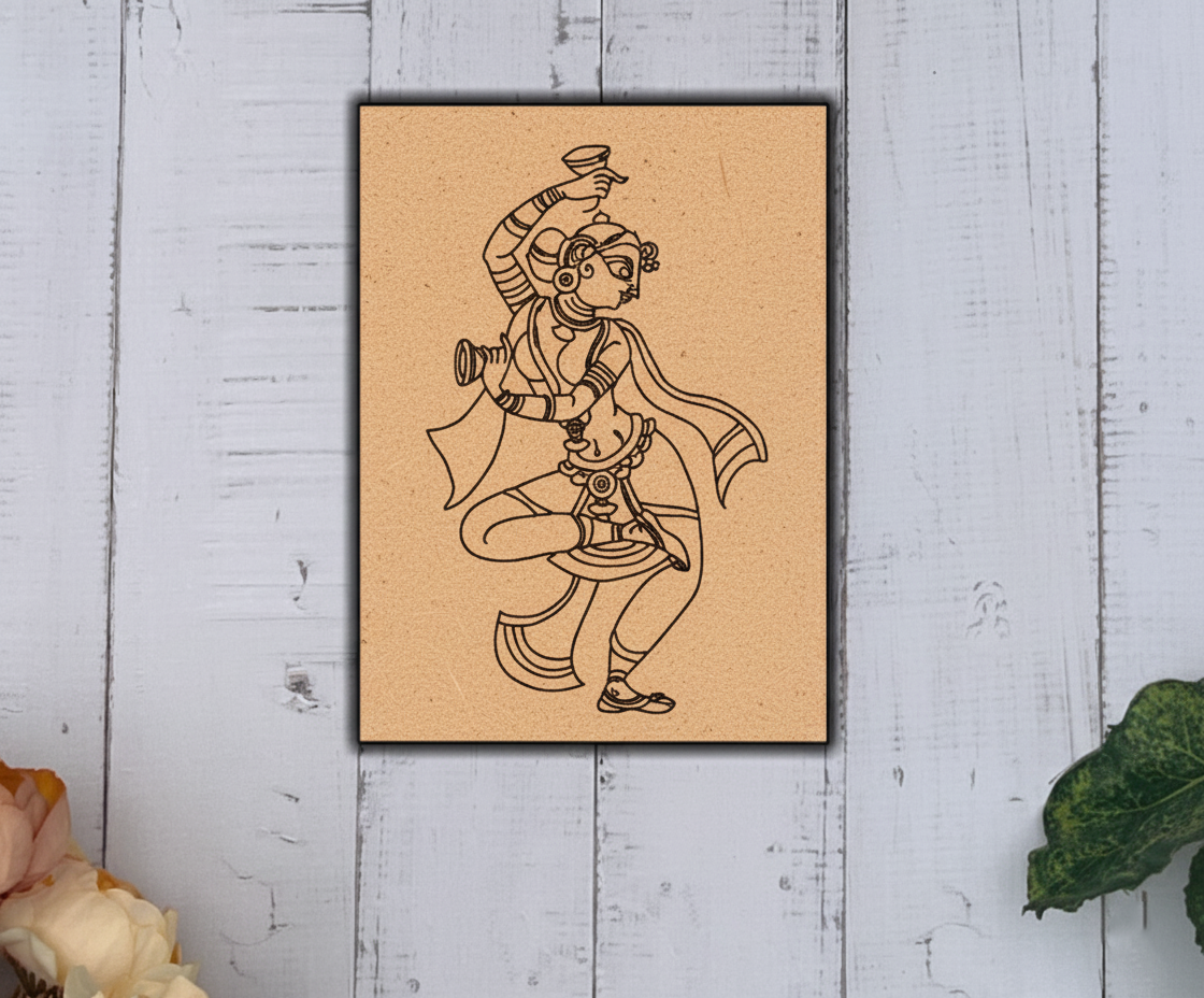 Traditional MDF DIY Painting Base with Folk Dancing Figure Outline