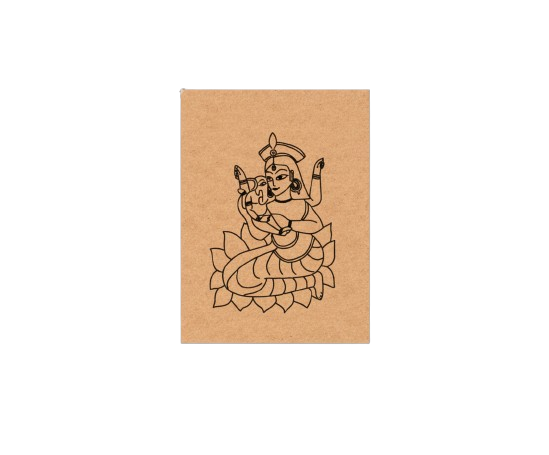 Traditional MDF DIY Painting Base with Goddess Lakshmi on Lotus Outline