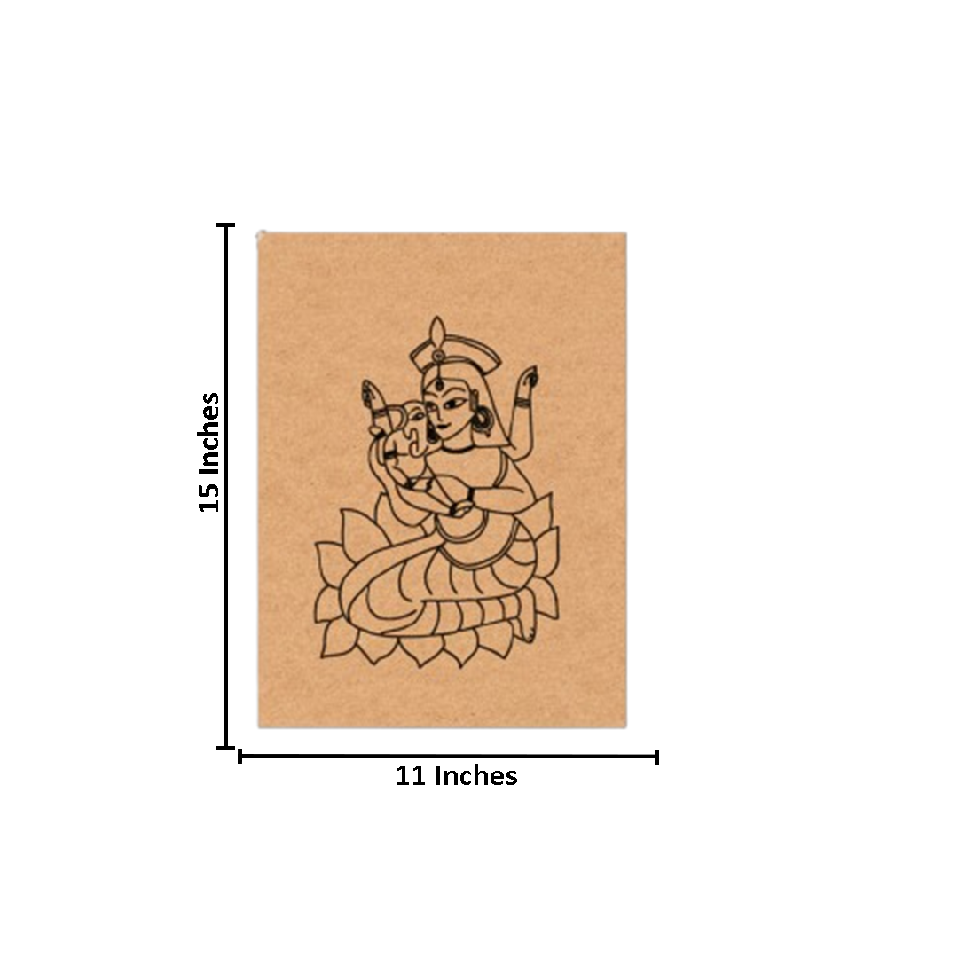 Traditional MDF DIY Painting Base with Goddess Lakshmi on Lotus Outline with size