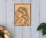 Traditional MDF DIY Painting Base with Radha Krishna Face Outline