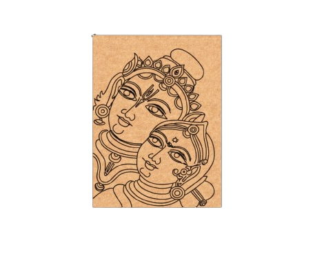 Traditional MDF DIY Painting Base with Radha Krishna Face Outline
