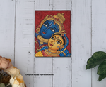 Traditional MDF DIY Painting Base with Radha Krishna Face Outline coloured
