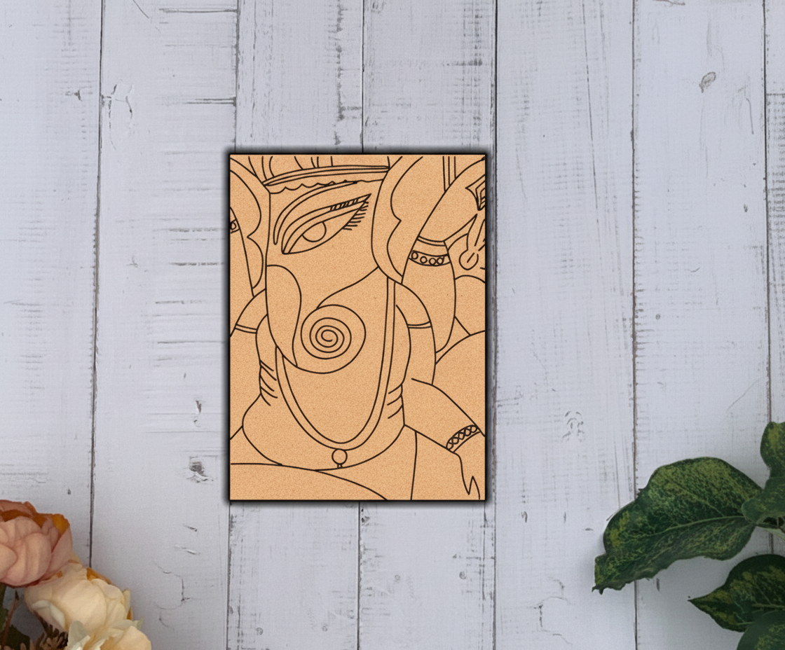 MDF DIY Painting Board with Abstract Ganesha Face Outline
