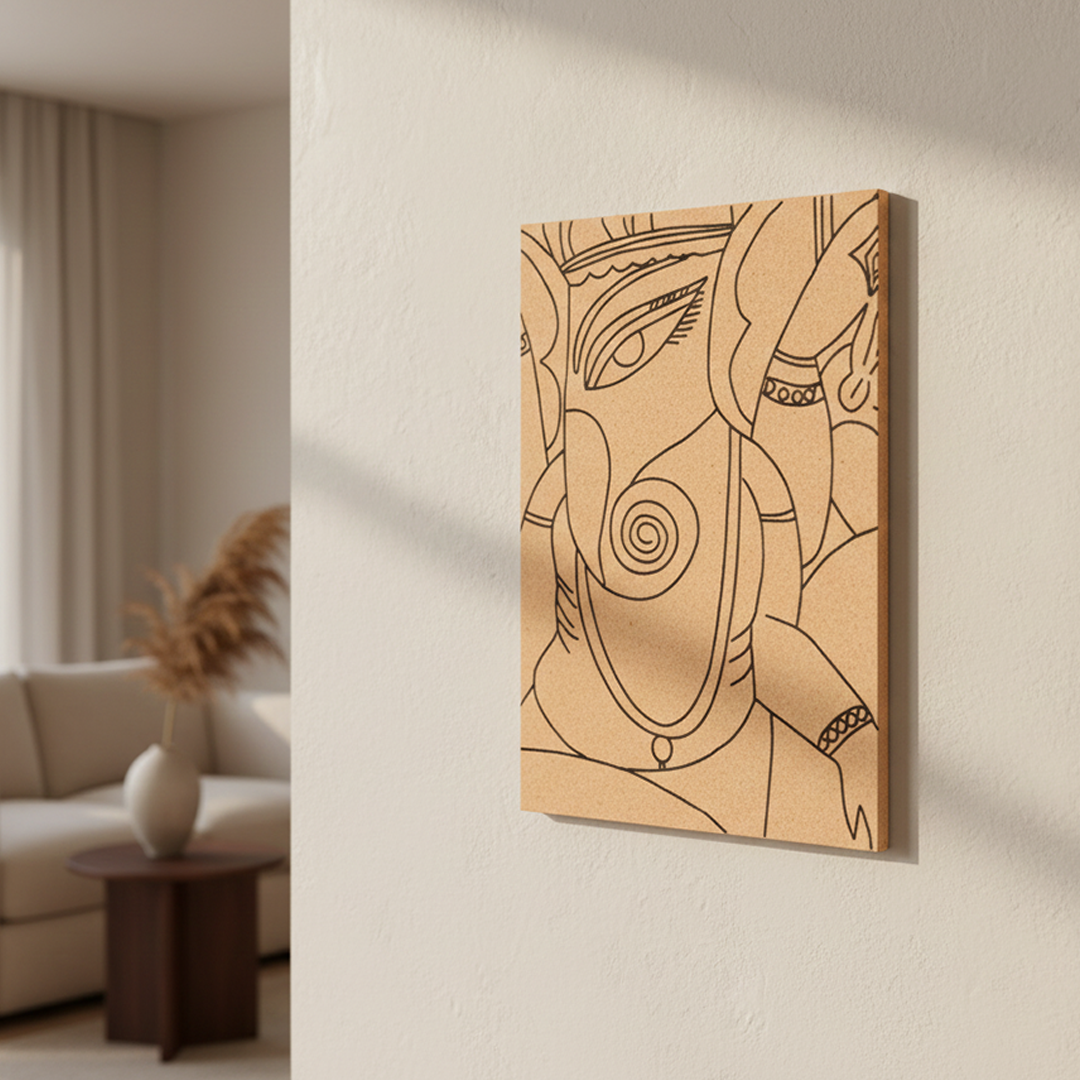 MDF DIY Painting Board with Abstract Ganesha Face Outline side angle 