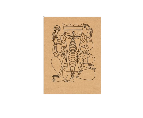 MDF DIY Painting Board with Seated Ganesha Outline Design