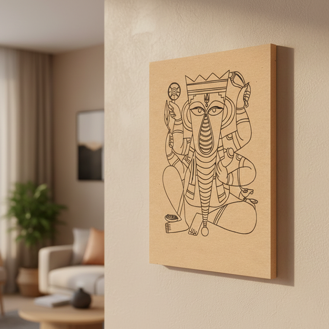 MDF DIY Painting Board with Seated Ganesha Outline Design side angle 