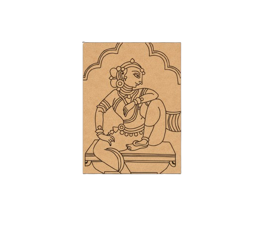 MDF DIY Painting Board with Sitting Woman Traditional Art Outline
