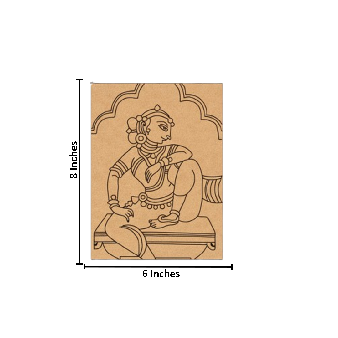 MDF DIY Painting Board with Sitting Woman Traditional Art Outline with size