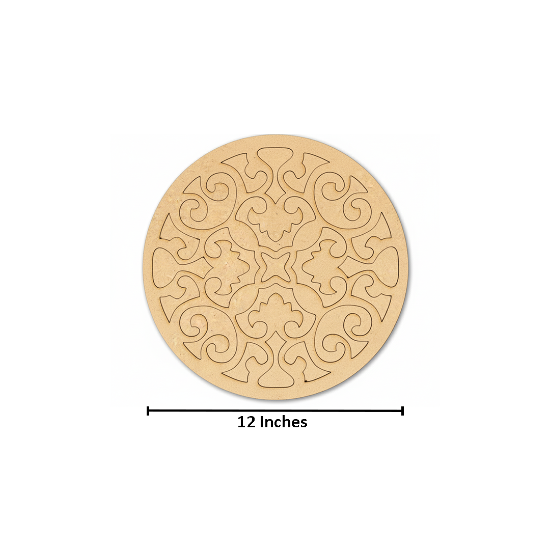 MDF Round Scroll Rangoli Base Cutout for Diwali Decor