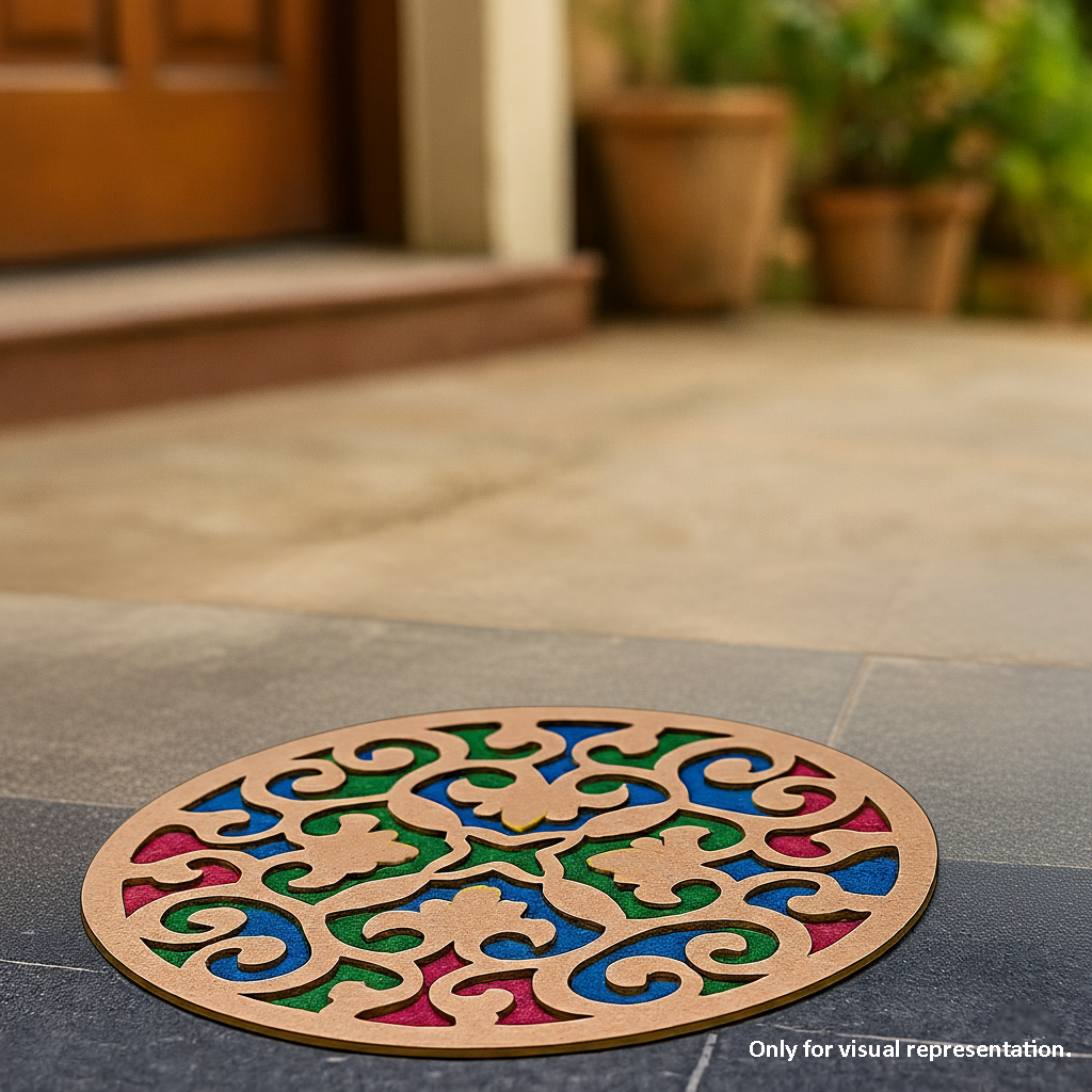 MDF Round Scroll Rangoli Base Cutout for Diwali Decor