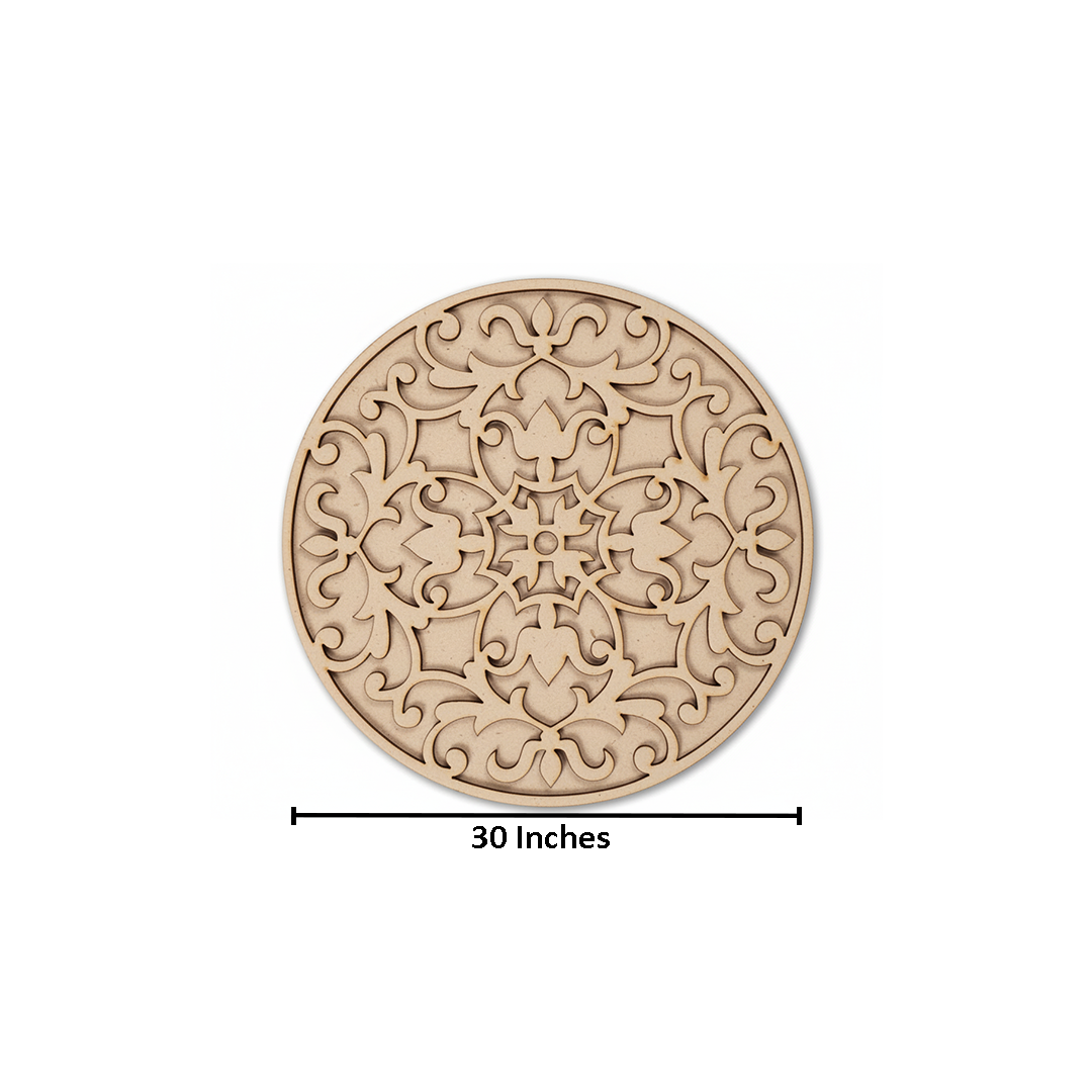 MDF Intricate Round Jali Rangoli Base Cutout