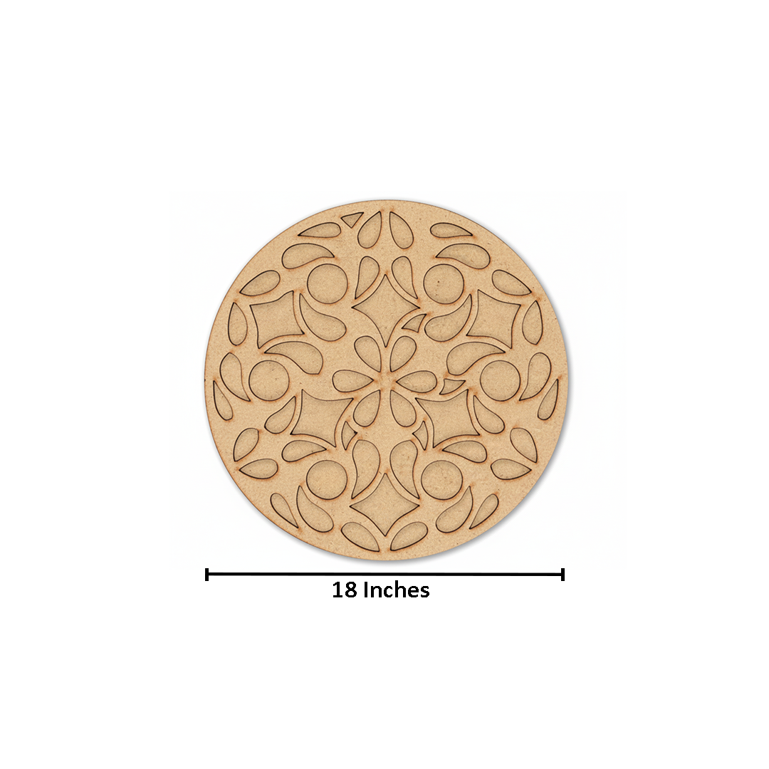 MDF Round Floral Motif Rangoli Base Cutout