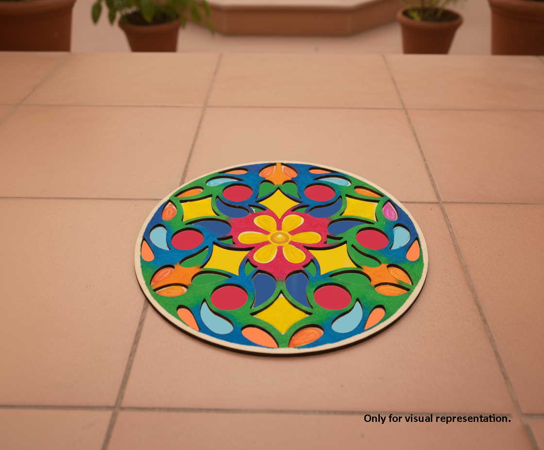 MDF Round Floral Motif Rangoli Base Cutout