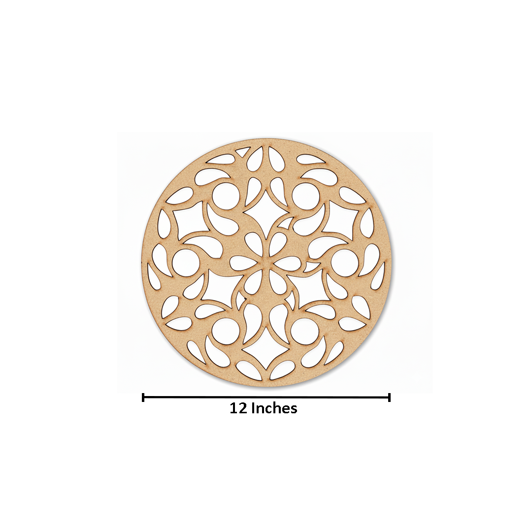 MDF Round Floral Motif Rangoli Base Cutout