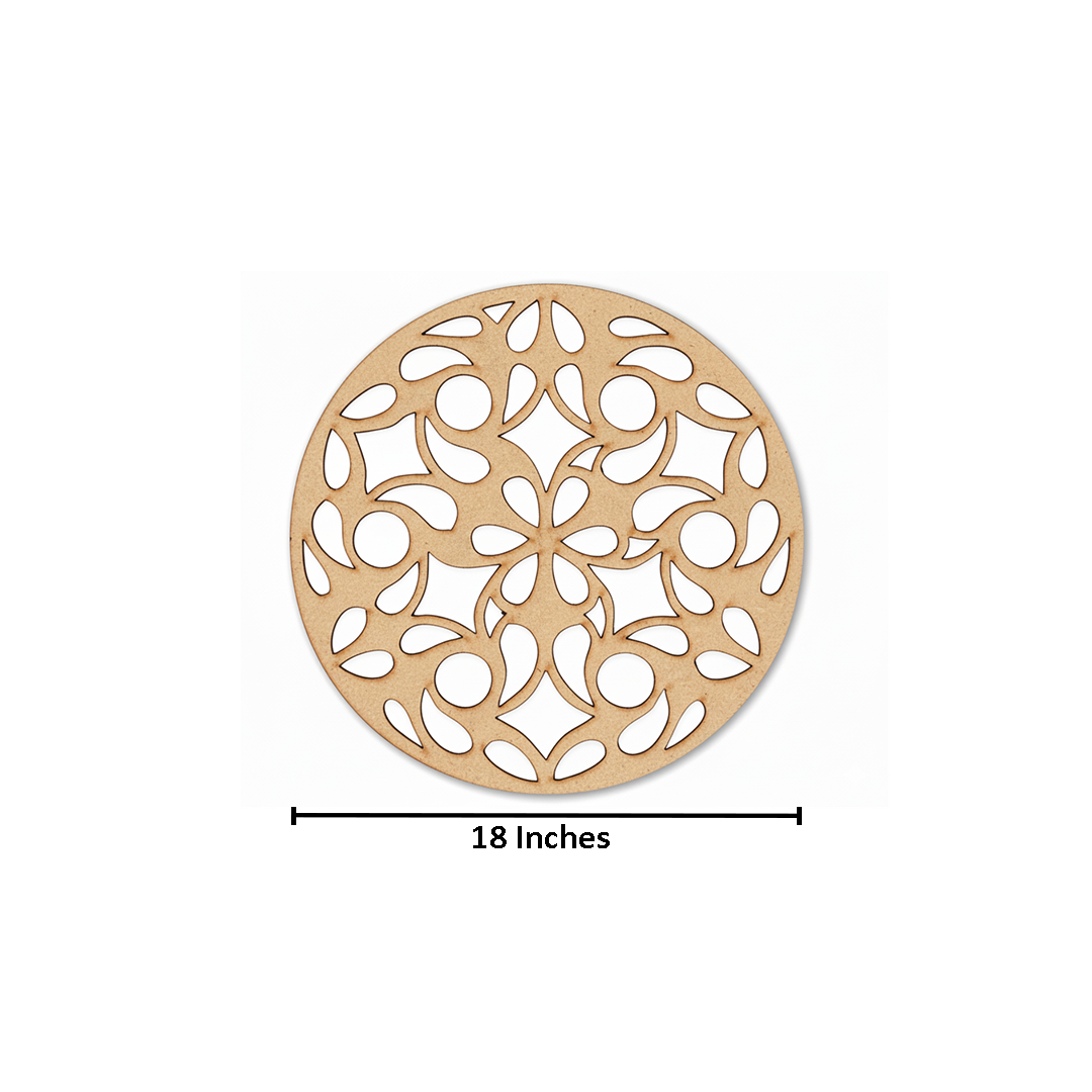 MDF Round Floral Motif Rangoli Base Cutout