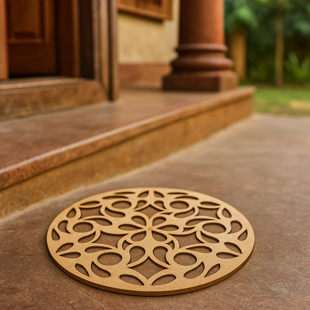 MDF Round Floral Motif Rangoli Base Cutout