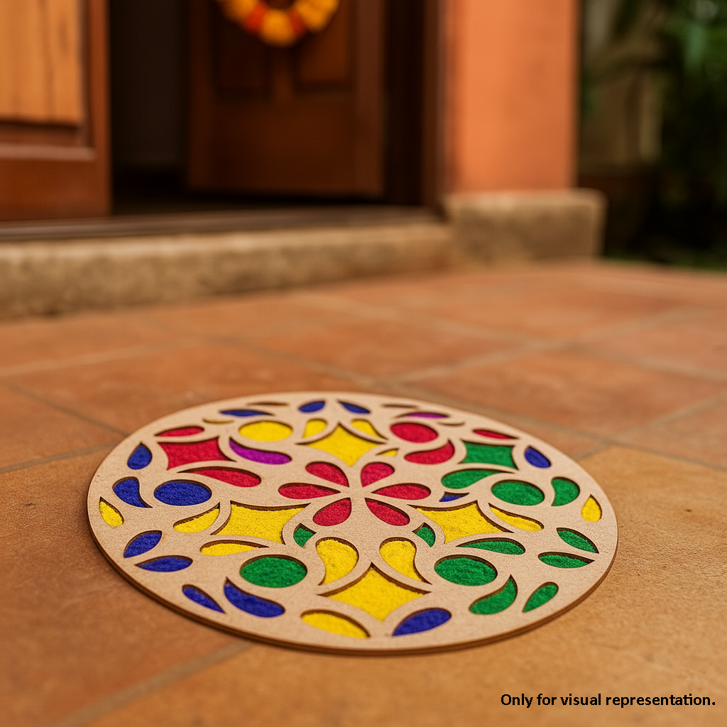 MDF Round Floral Motif Rangoli Base Cutout