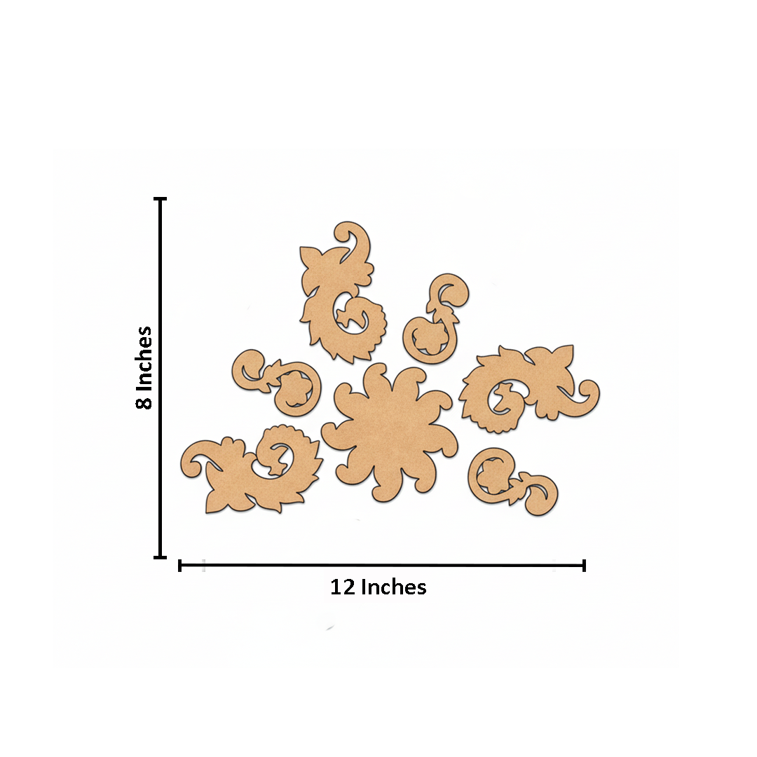 MDF Floral Paisley Rangoli Design Craft Set