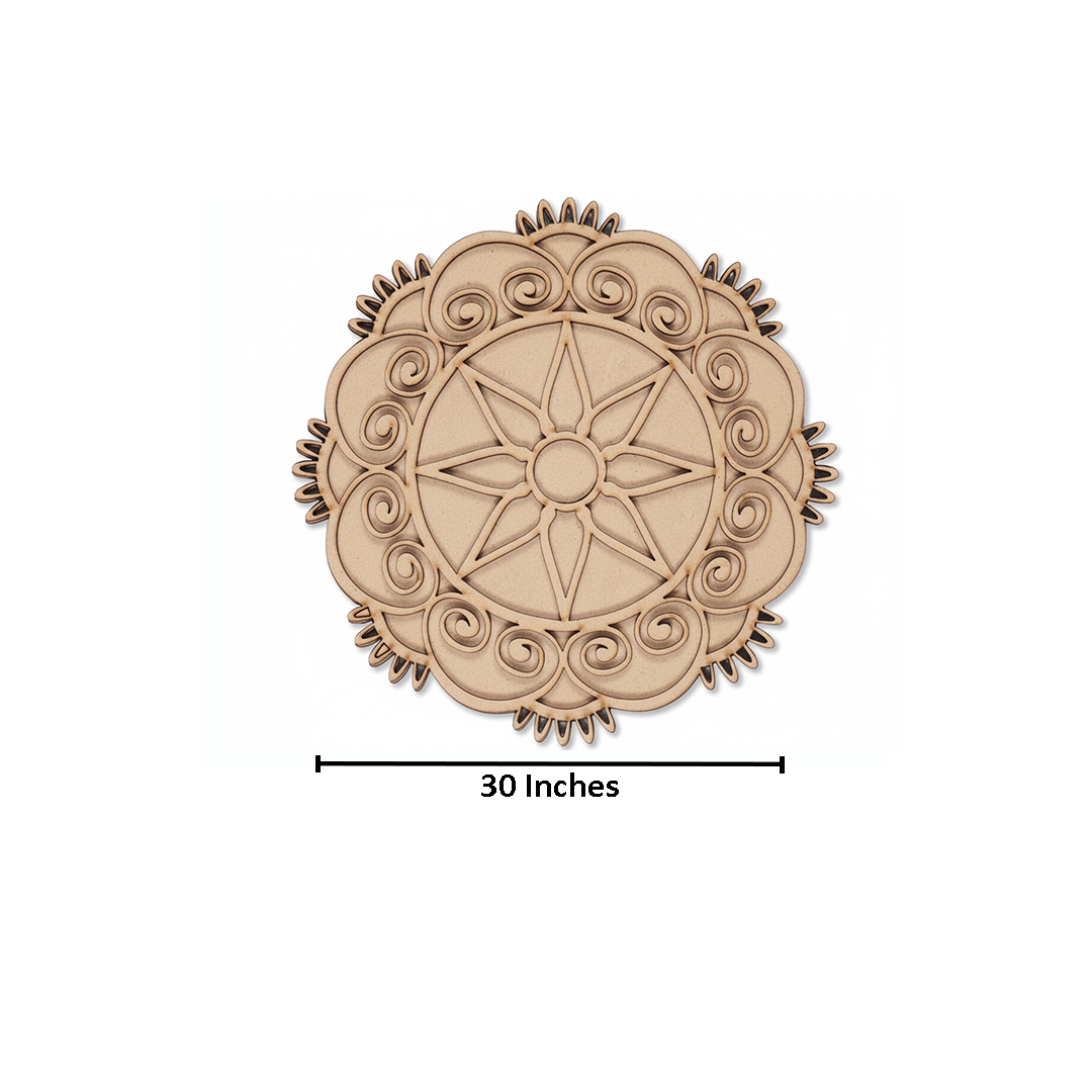 MDF Star Petal Round Rangoli Base Cutout