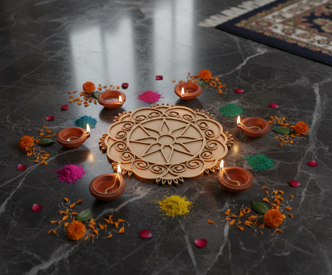 MDF Star Petal Round Rangoli Base Cutout