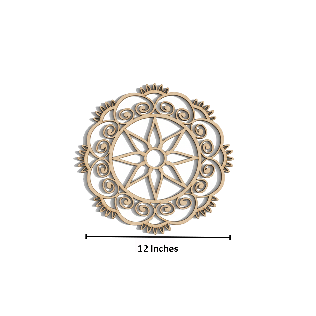 MDF Star Petal Round Rangoli Base Cutout