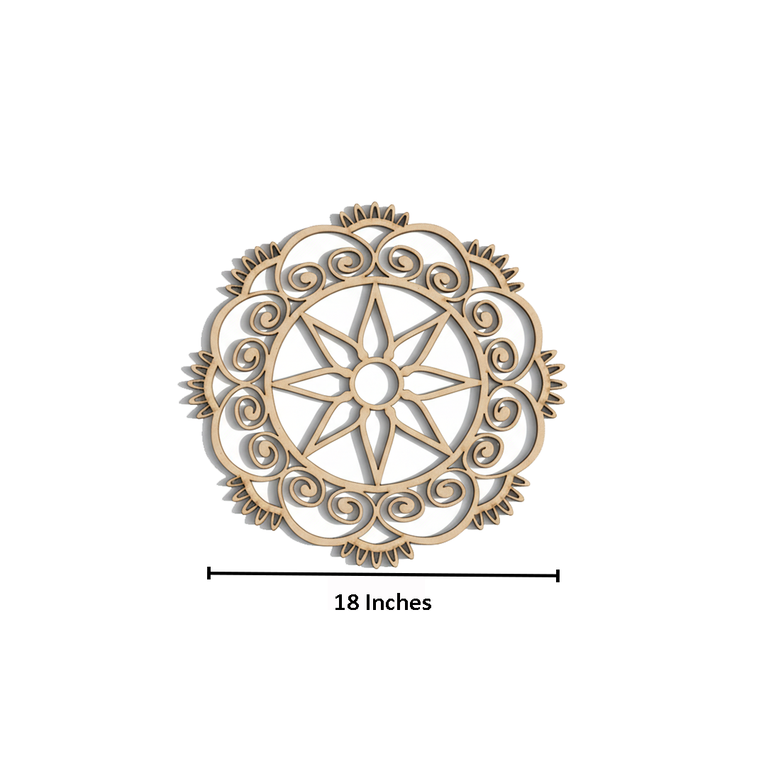 MDF Star Petal Round Rangoli Base Cutout