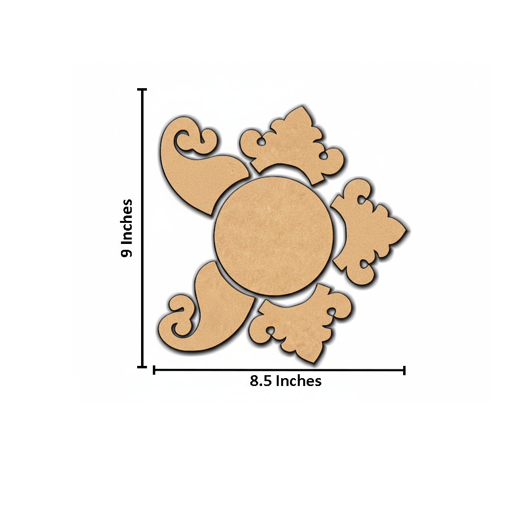 MDF Ornate Swirl Rangoli Center Base Craft Set