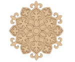 MDF royal floral rangoli base cutout with ornate edge design for DIY festive floor decoration and pooja decor