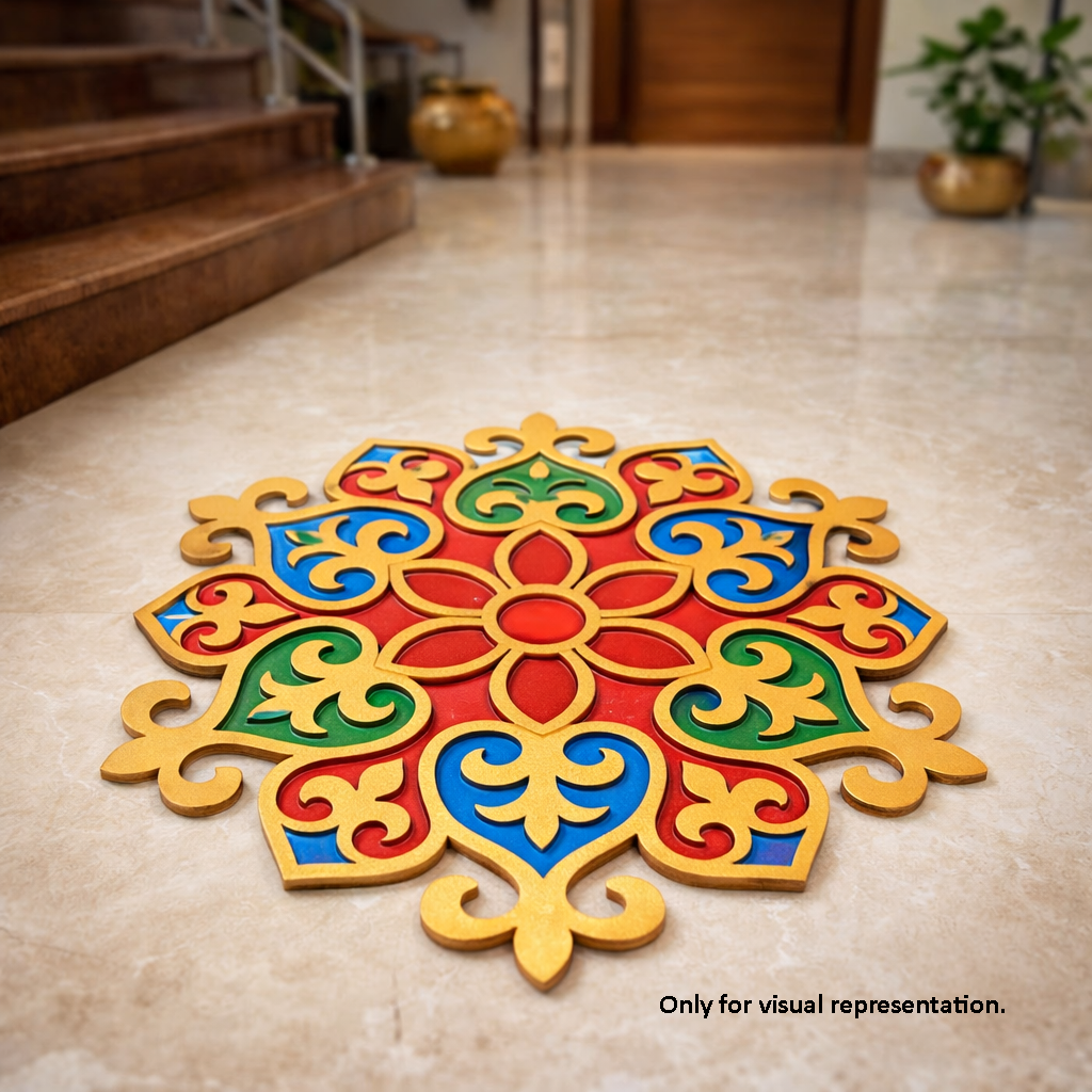 MDF Royal Floral Rangoli Base Cutout