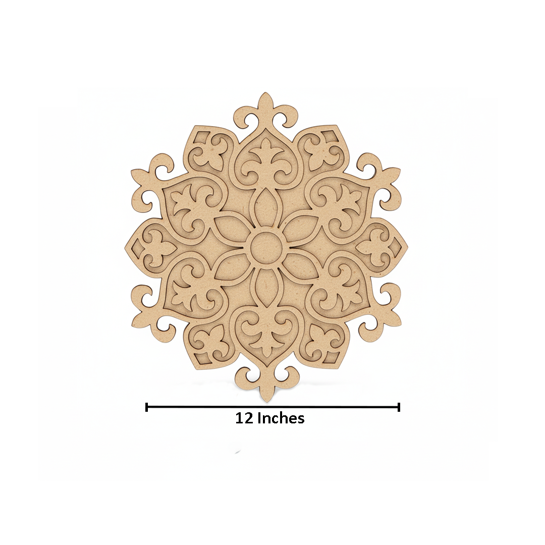 MDF Royal Floral Rangoli Base Cutout