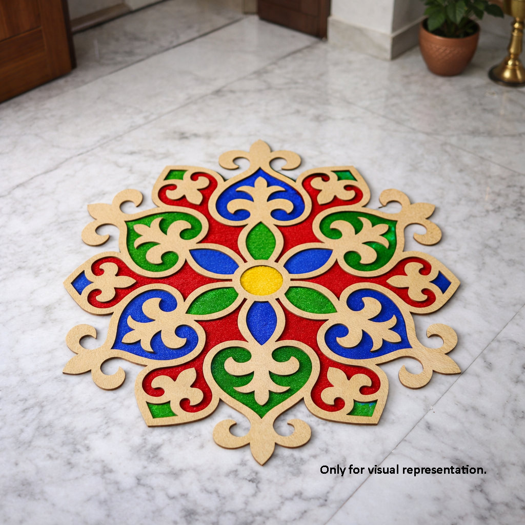MDF Royal Floral Rangoli Base Cutout