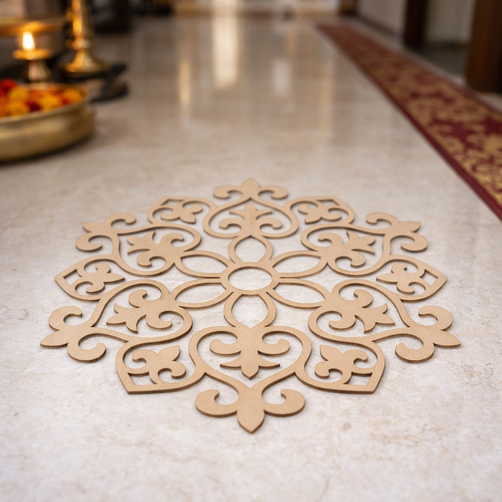 MDF Royal Floral Rangoli Base Cutout