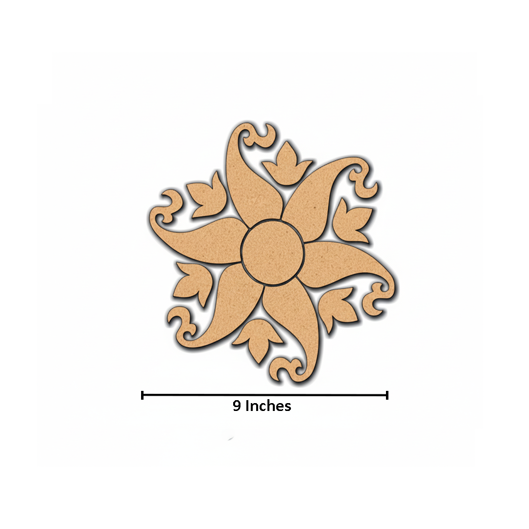MDF Floral Swirl Rangoli Cutouts Craft Base