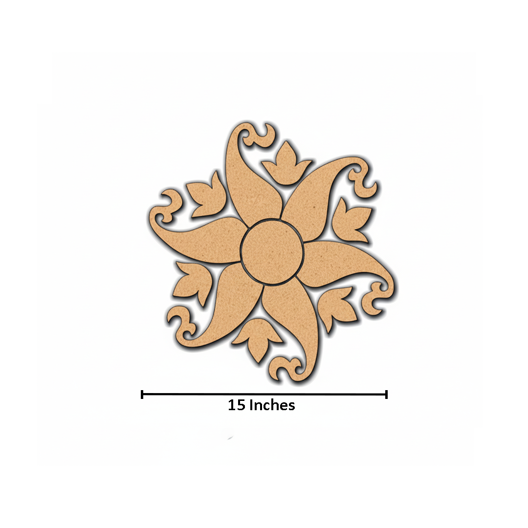 MDF Floral Swirl Rangoli Cutouts Craft Base