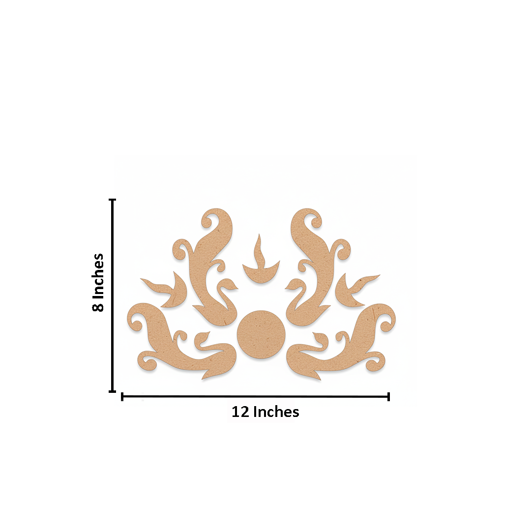 MDF Swan Diya Rangoli Cutouts Festive Craft Set