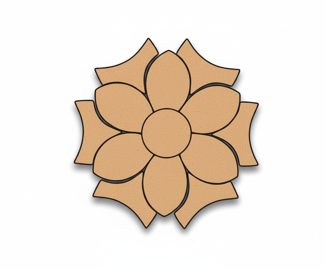 MDF layered flower rangoli base cutout with petal design for DIY festive floor decoration and painting