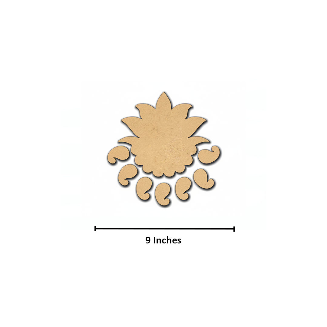 MDF Lotus Rangoli Cutouts Set for Festive Floor Decor