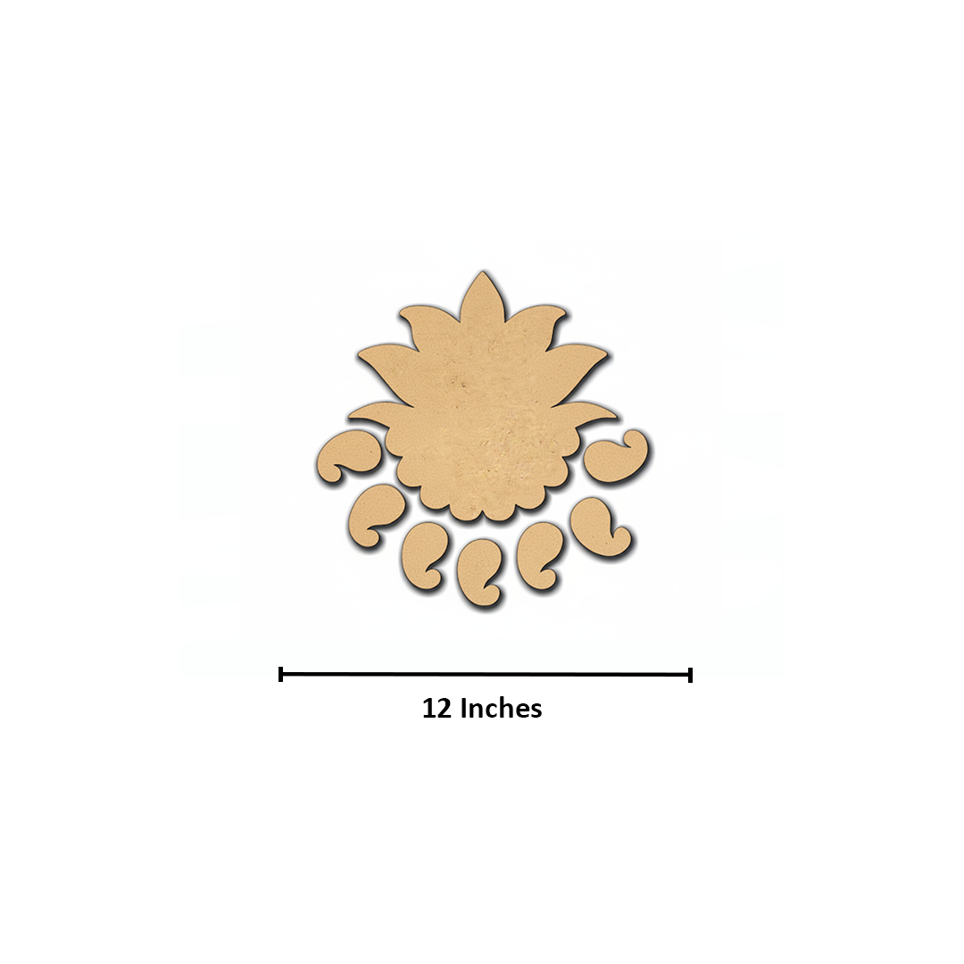 MDF Lotus Rangoli Cutouts Set for Festive Floor Decor