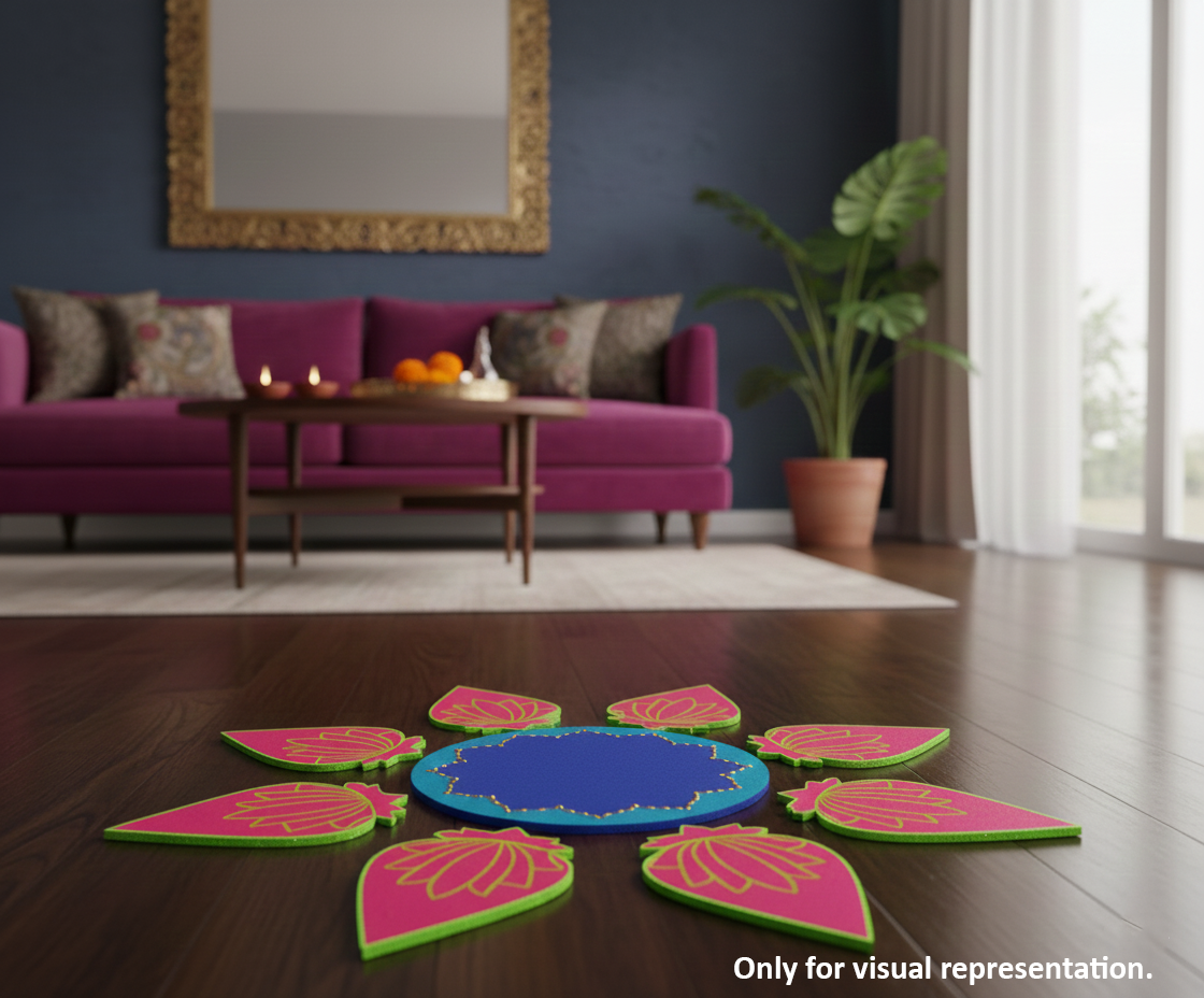 DIY MDF Lotus Rangoli Base Set for Pooja Decor