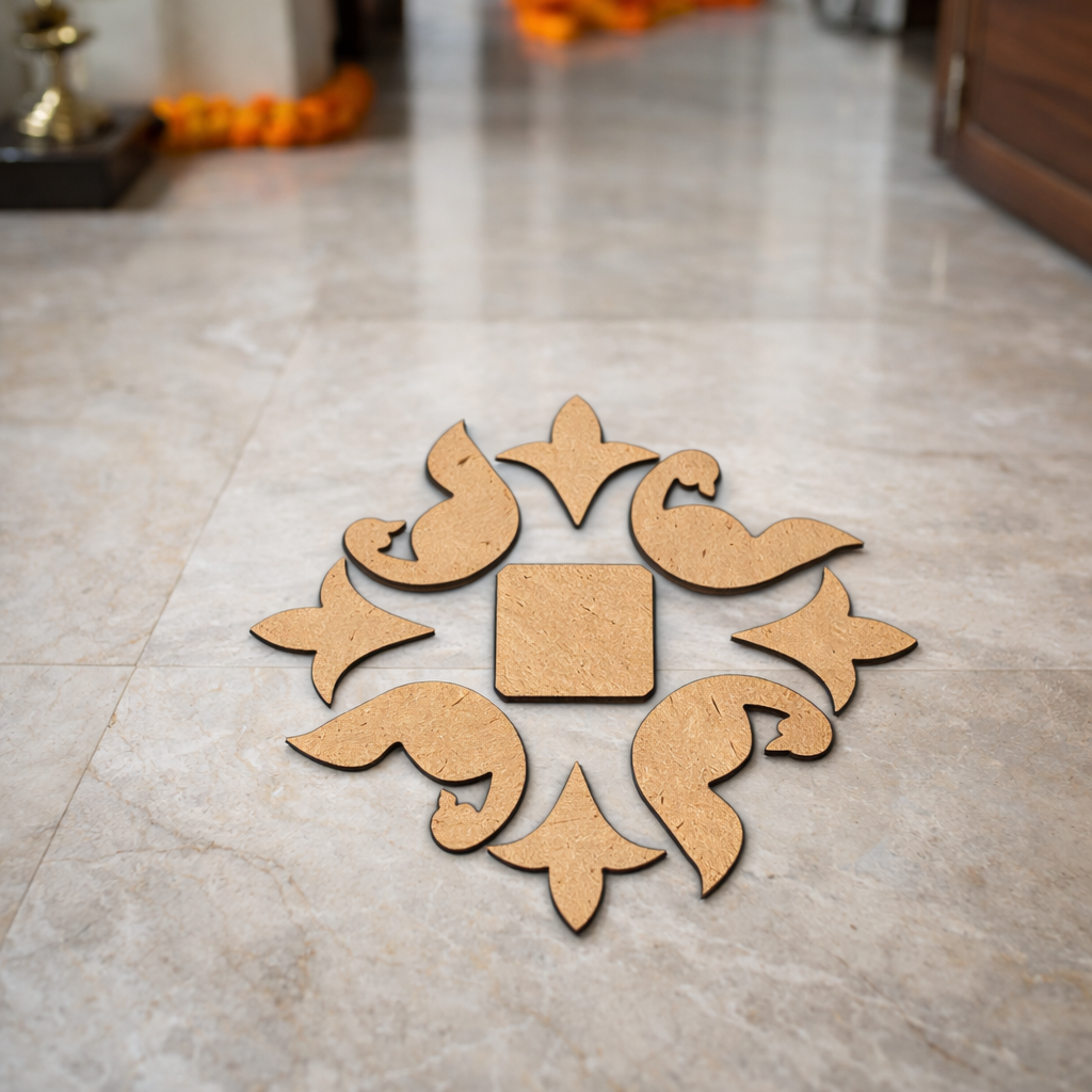 DIY MDF Swirl Rangoli Base Set for Festive Decor