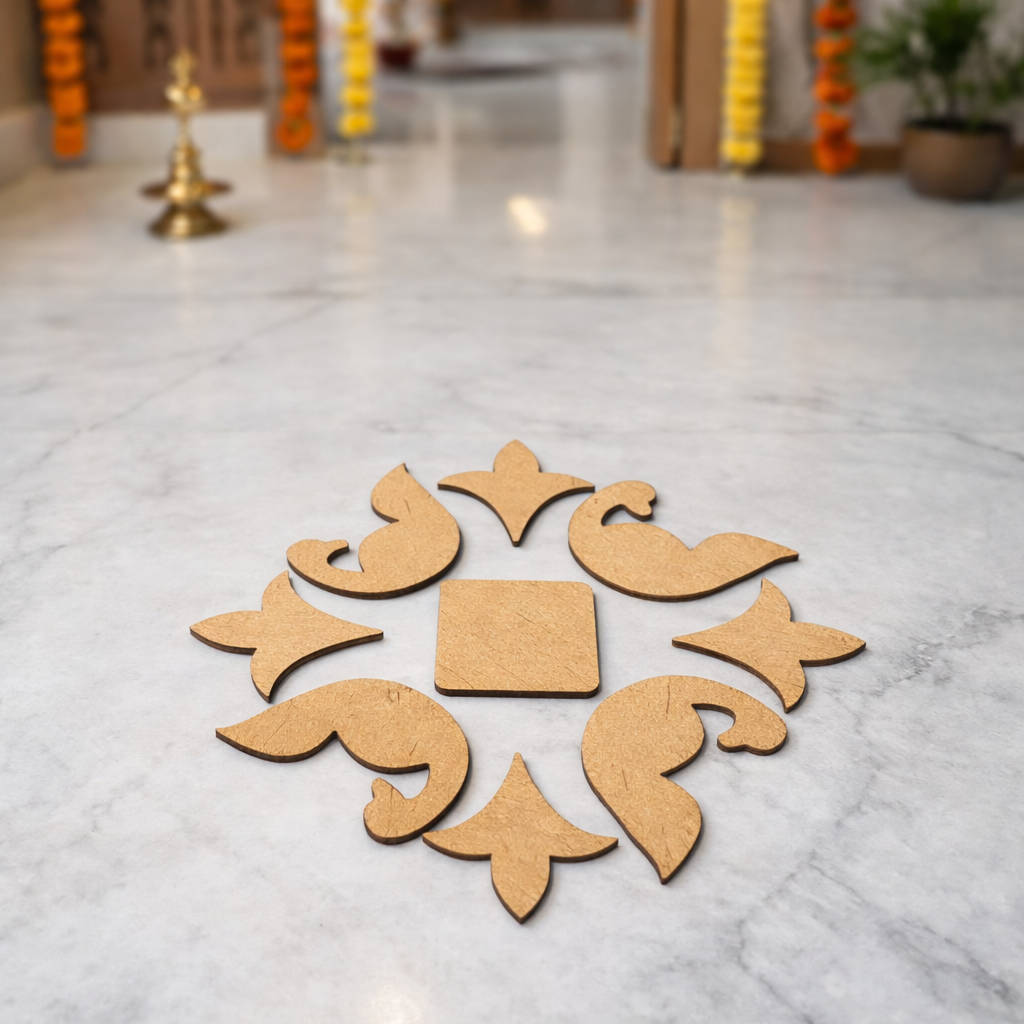 DIY MDF Swirl Rangoli Base Set for Festive Decor