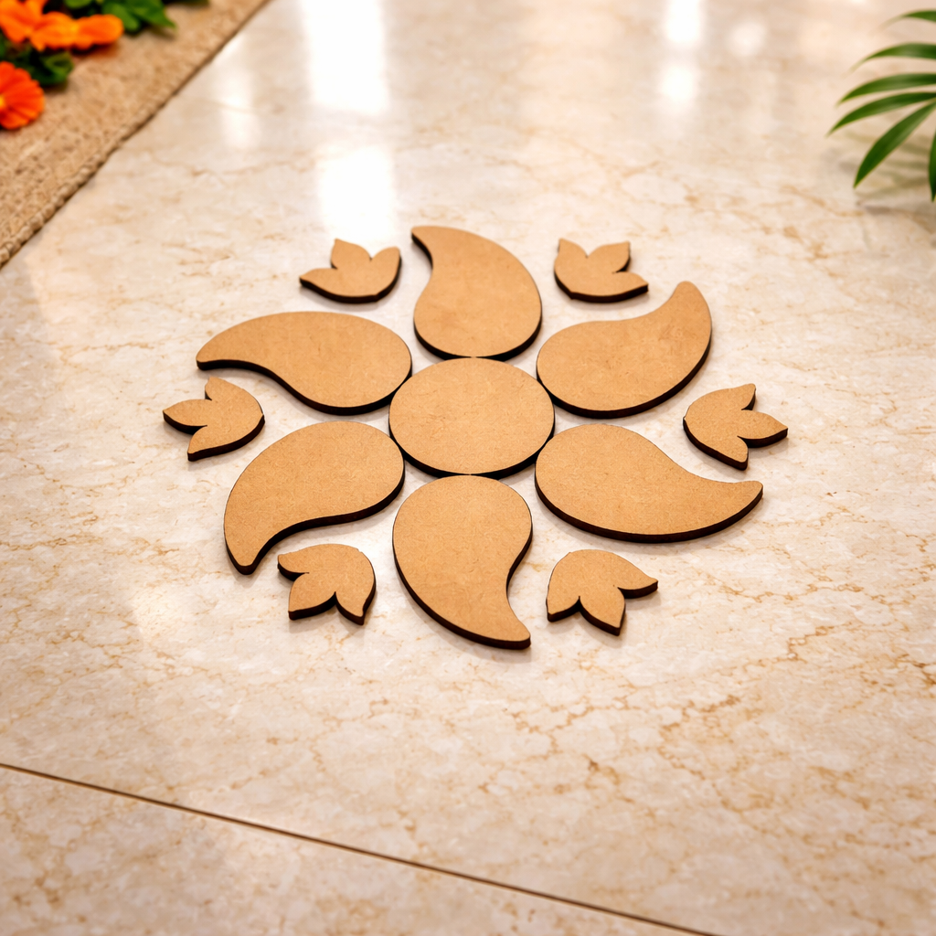 DIY MDF Floral Rangoli Cutouts for Diwali Decor
