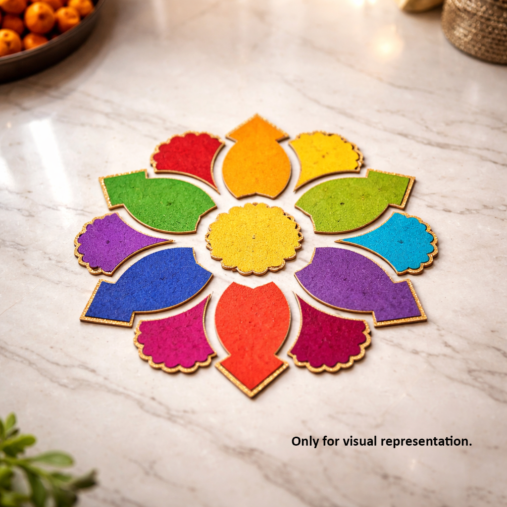 DIY MDF Floral Rangoli Cutouts Set for Diwali